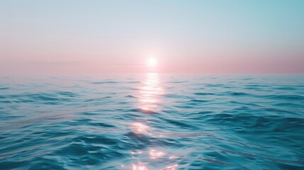 Fototapeta premium Serene ocean horizon with a gentle sunrise casting a dreamy glow