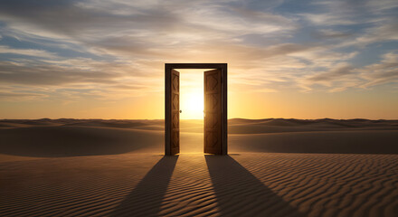 Door Opening to Desert at Sunset