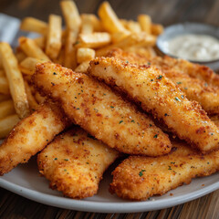 Crispy Finger Steaks with Fries - Classic Western Comfort Food with Savory Dipping Sauce