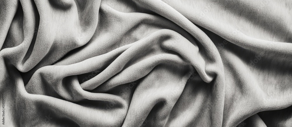 Fototapete warm gray fleece fabric drapes elegantly with soft folds and a smooth texture, creating a cozy and i