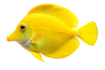 yellow tang fish isolated on transparent background