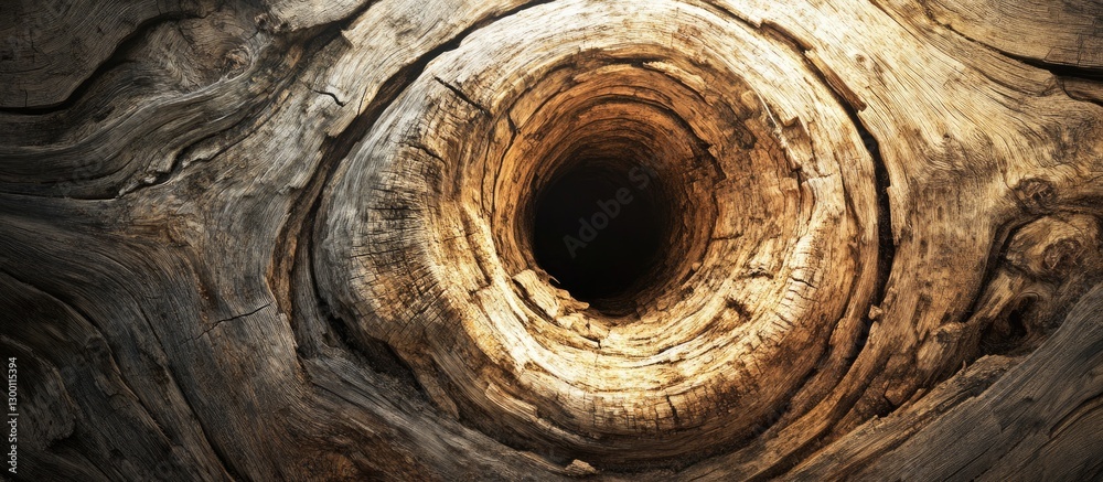Leinwandbilder aged wood texture with dark wormhole center and warm natural tones creating a rustic and unique appe