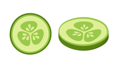 
Slices of fresh cucumbers. Vector illustration. Flat style. Isolated on a white background.