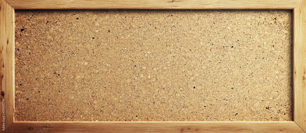 Poster natural beige corkboard frame on a wooden backdrop designed for creatively showcasing invitations an