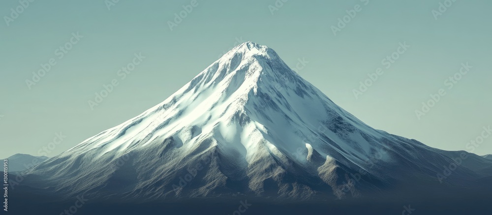 Aufkleber majestic snow-covered mountain peak under a clear sky with distant mountains creating a serene natur