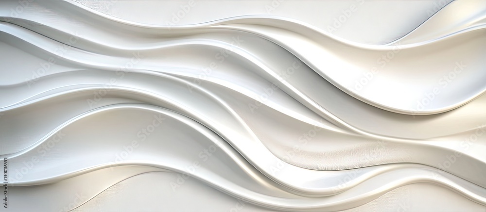 Leinwandbilder elegant wave backdrop with soft white tones, showcasing smooth curves and refined textures for a sop
