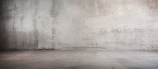 Gray textured cement wall with smooth floor, light shadows on the surface, creating a minimalist industrial background for various projects.