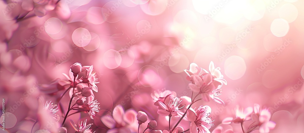 Aufkleber delicate soft focus light pink floral background with blurred bokeh effect creates serene atmosphere