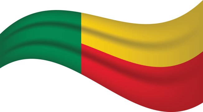 Benin wavy flag, waving flag vector illustration