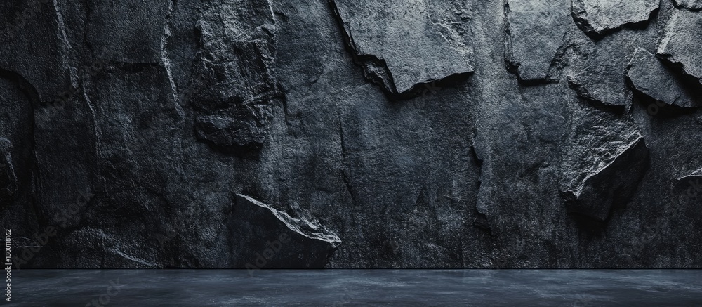 Aufkleber dark textured rocky wall background with uneven surfaces and shadows, creating a dramatic atmosphere