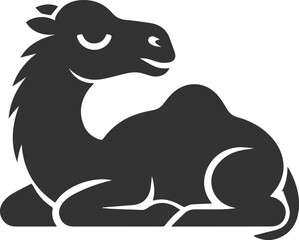 Obraz premium Camel sleeping with eyes closed animal silhouette vector