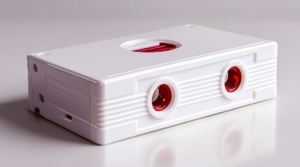 Fototapeta premium Retro White and Red Plastic Object with Round Openings for Viewing or Display Purposes Device