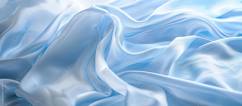Aufkleber soft pastel blue silk fabric draped elegantly with gentle waves and folds creating a textured backdr