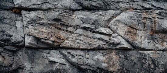 Textured rock formation with dark gray and brown hues displaying intricate line traces and layers, perfect for nature or background use.