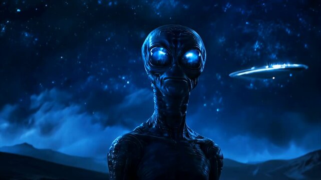 A Mysterious Alien Encounter Takes Place Under a Beautiful Starry Sky, Filled with Cosmic Wonders and Secrets