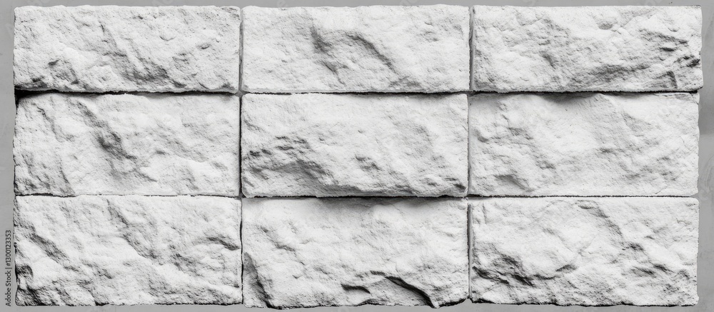 Aufkleber Industrial textured surface of a rough white cinder block wall with sturdy construction and a pronounced layered appearance positioned evenly.