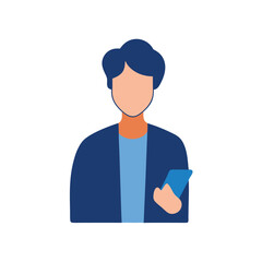 Person using smartphone for business calls flat color vector design