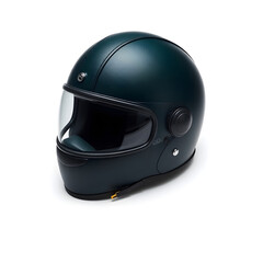 Obraz premium Green motorcycle helmet presenting modern and stylish design on white background