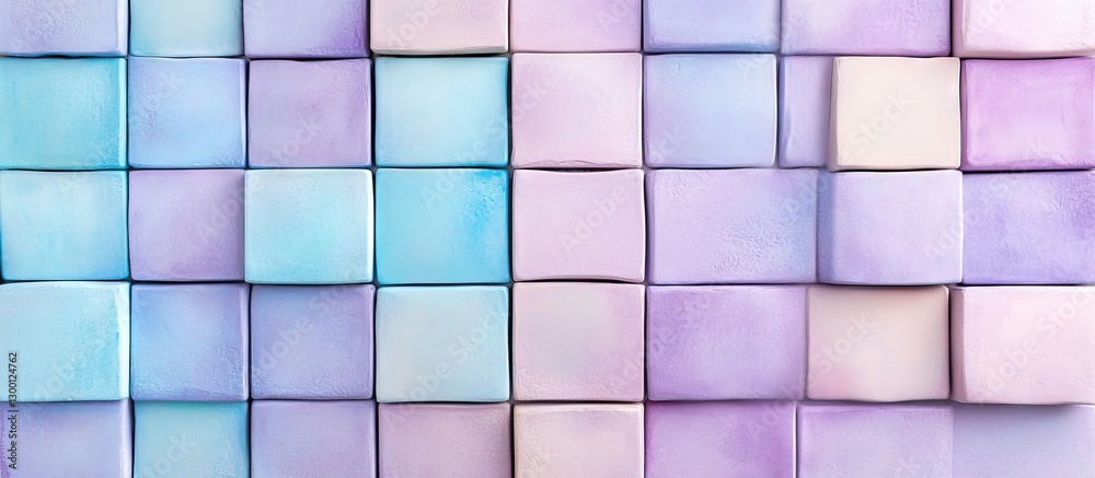 Aufkleber Pastel square tiles in mint blue and purple arranged in a checkerboard pattern creating a serene and soothing aesthetic suitable for modern interiors