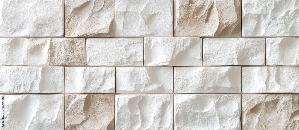 Aufkleber textured wall background with white and beige painted bricks, featuring a unique, detailed surface w