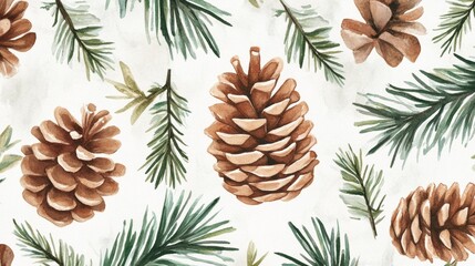 Creating rustic watercolor patterns of pine cones and wood nature art inspiration rustic environment close-up natural aesthetics