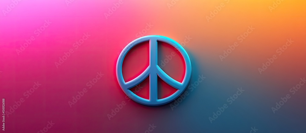 Fototapete vibrant gradient background featuring a large blue peace symbol centered in the image with a smooth 