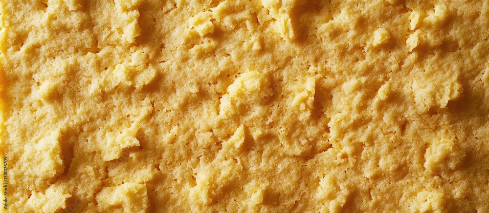 Aufkleber golden yellow cornbread texture with uneven, fluffy surface patterns in a close-up view, ideal for f
