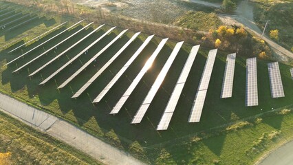 Rows of solar panels harnessing sunlight