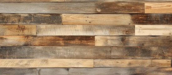 Rustic light brown wooden wall with weathered boards showcasing a textured appearance highlighting charm and character in various brown tones