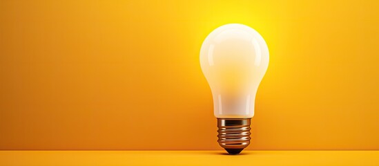 LED light bulb illuminated on a vibrant yellow background with smooth gradient, centering the bulb for ample space for text or graphics.