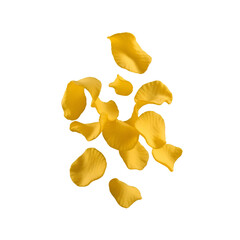 Naklejka premium Golden Potato Chips Falling Against White Background