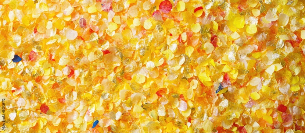 Leinwandbilder Vibrant yellow and orange abstract texture featuring glossy granules scattered closely together, creating a colorful and dynamic backdrop.