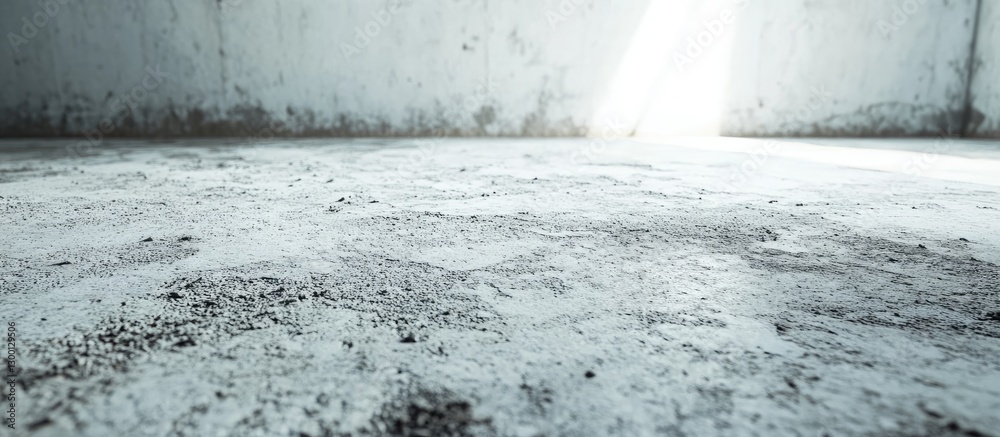 Fototapete grungy concrete floor with a textured surface in muted gray tones, illuminated by soft light from th