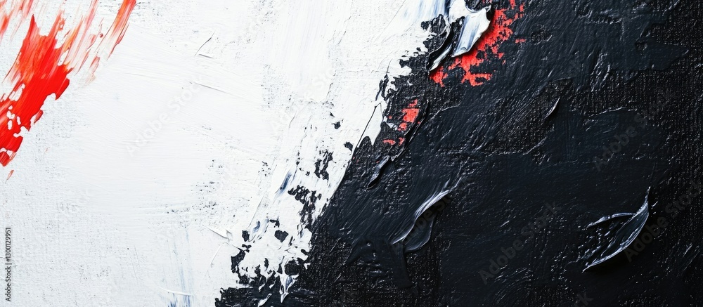 Aufkleber abstract textured background with black and white paint strokes featuring red accents along the edge