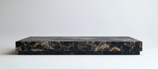 Granite podium with a sleek black frame positioned centrally against a clean white background ideal for luxury product display measures 25x11 inches