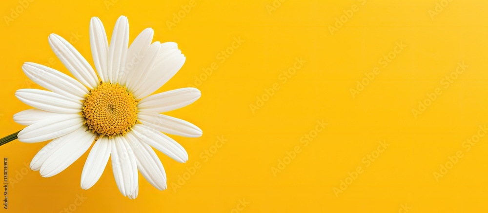 Leinwandbilder bright yellow backdrop featuring a charming white chamomile flower positioned on the left side creat