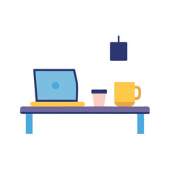 Modern office desk with laptop notebook and coffee for productivity