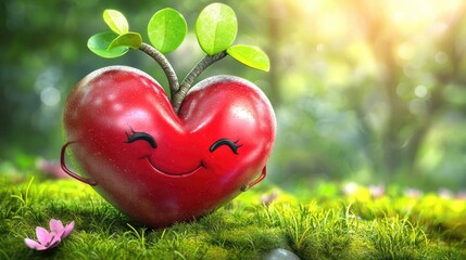 Happy heart plant, nature background, growth concept, spring