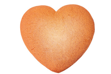 Gingerbread heart-shaped isolated on a white background.