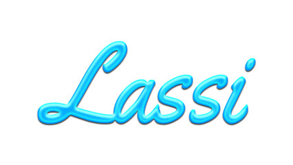Obraz premium Glowing blue effect of name Lassi on white background.