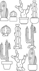 Obraz premium cactus sketch illustration set