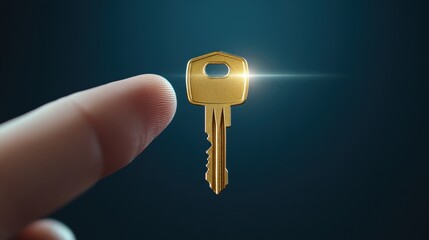 Illuminating Potential - Golden Key Floating Above Open Palm with Beaming Light Symbolizing New Opportunities and Unlocking Potential