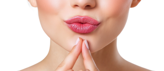 young woman with red lips