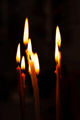 Burning yellow candles