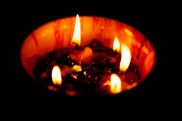 Burning yellow candles