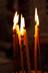 Burning yellow candles