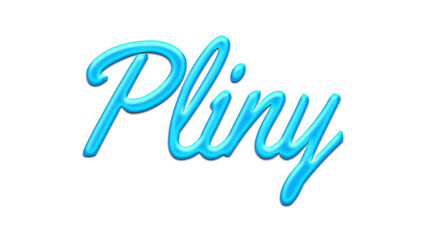 Glowing blue effect of name Pliny on white background.