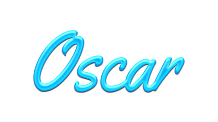 Glowing blue effect of name Oscar on white background.
