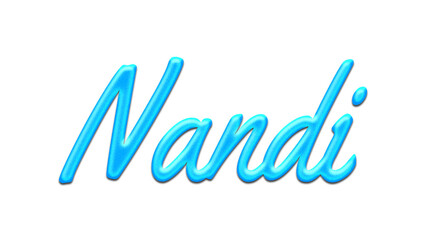 Glowing blue effect of name Nandi on white background.