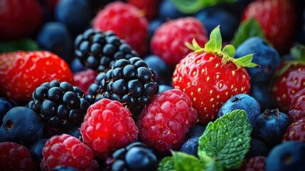 A close up of a bunch of berries, perfect for food and health-related designs